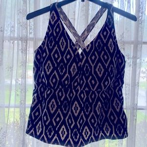 Lands' End Black & White Geometric Swim Tankini